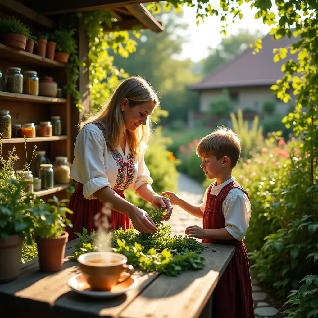 Vérkeringést támogató gyógynövényekből készült tea csészében.